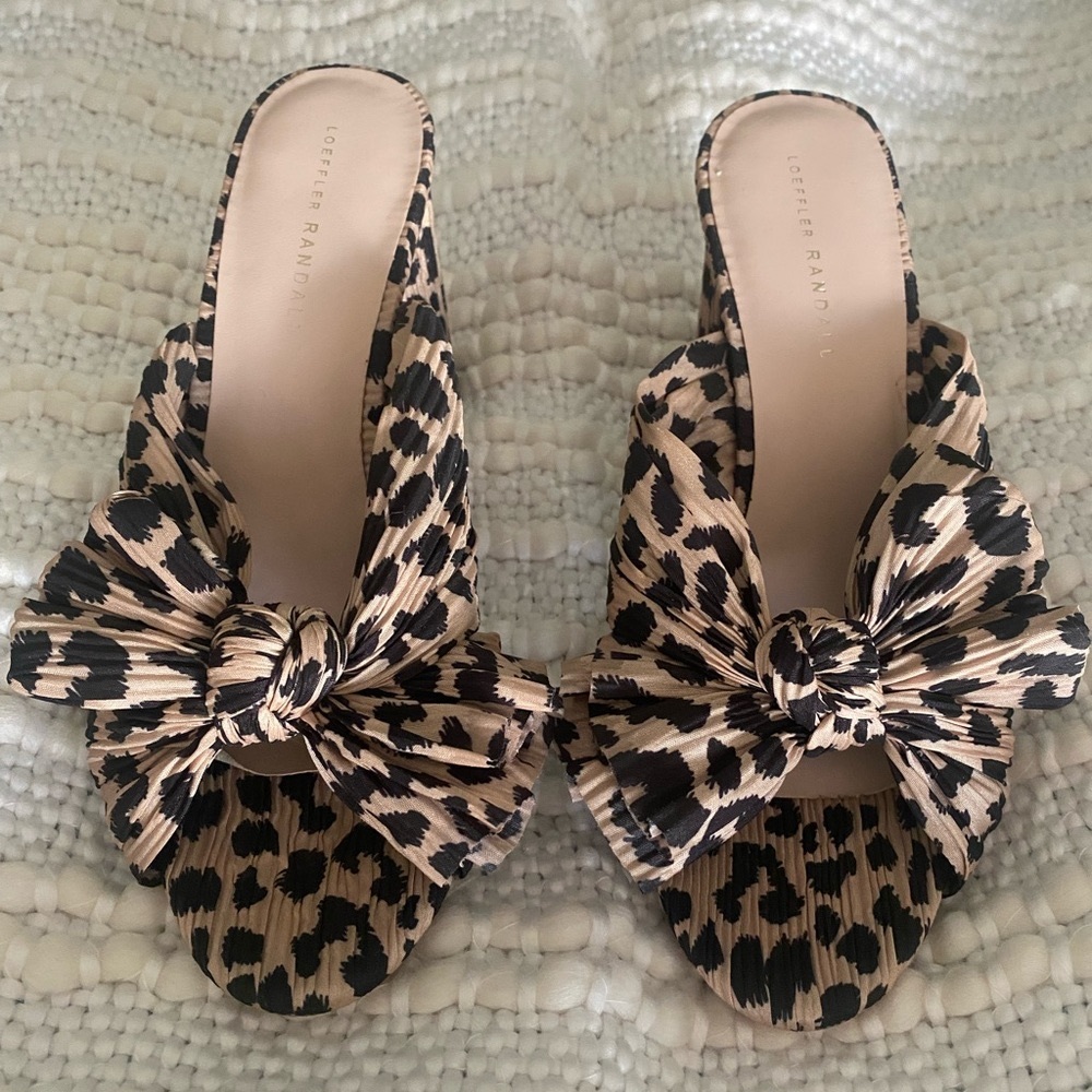 Loeffler Randall Leopard Print / Black and Tan Heels with Bow